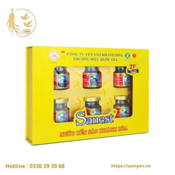 Hộp 6 lọ Nước Yến Sanest Khánh Hòa có đường 21% - 70ml x 6 lọ